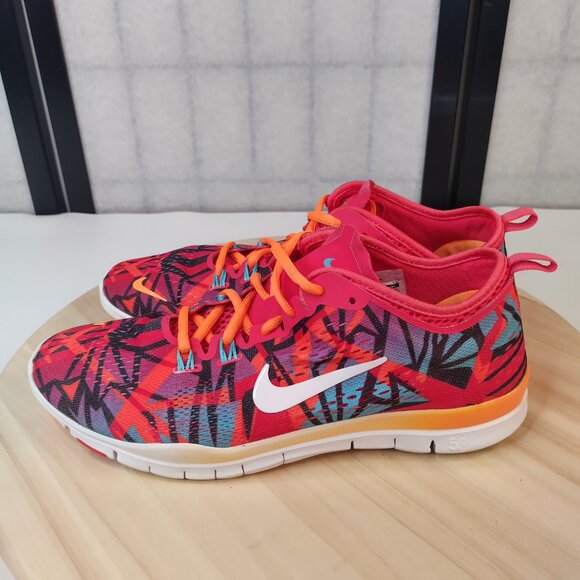 Nike Free 5.0 TR Fit 4 Print Shoes Geranium Orange Purple Teal Women US 8.5 - Picture 7 of 15